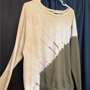 Trendy Beige and Olive Women's Sweatshirt